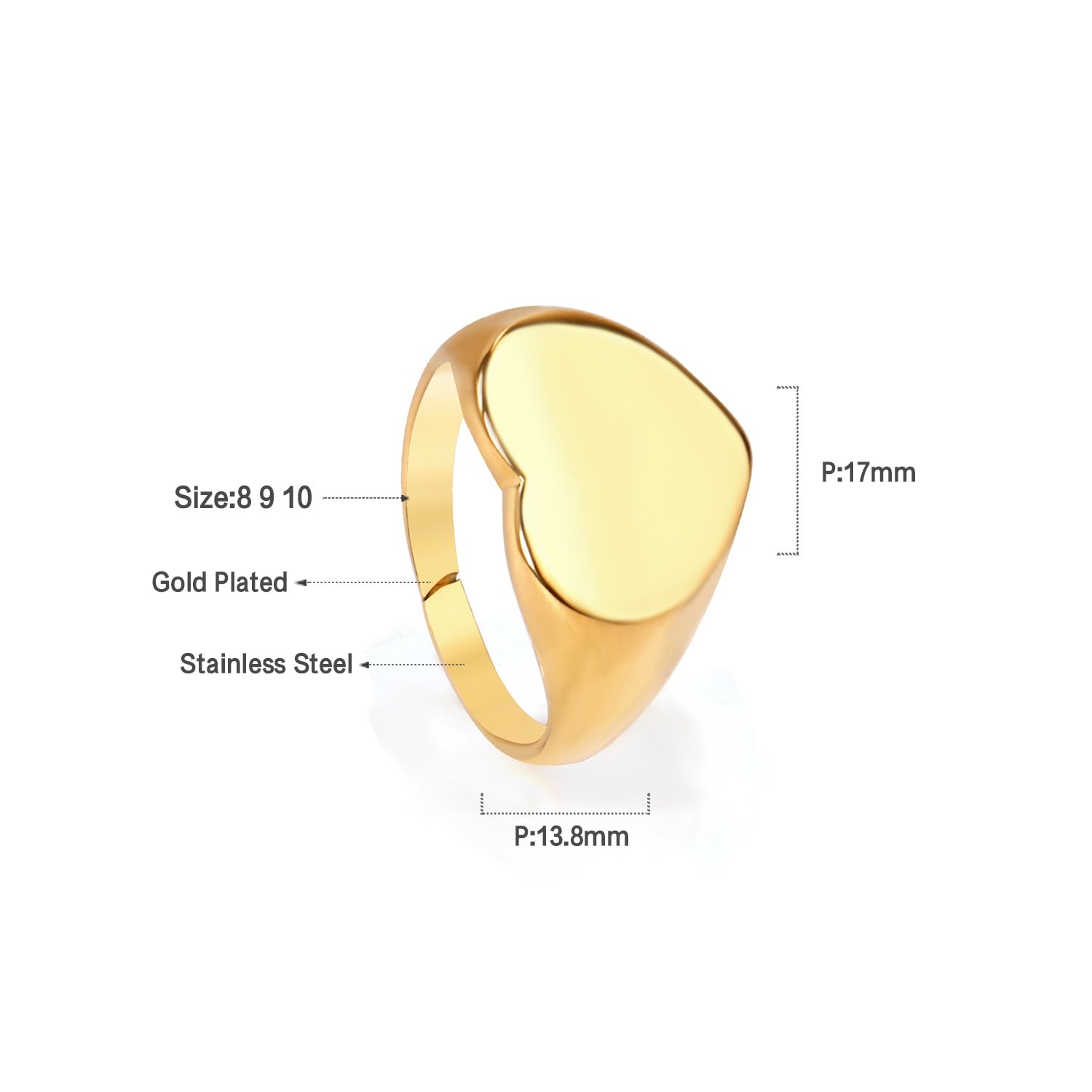 ASON Vintage Heart Round Square Shape Ring Gold Color Stainless Steel Geometric Fashion Jewelry for Women Men Accessories asonjewelry